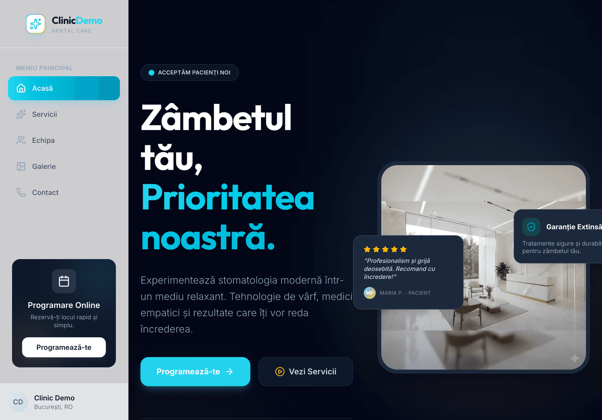 Clinia dentarǎ - Website pentru servicii dentare