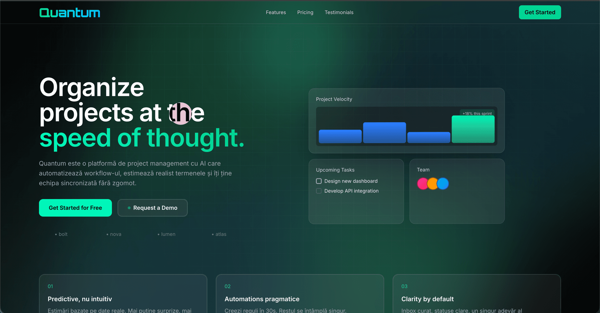 Quantum - Landing page pentru SaaS